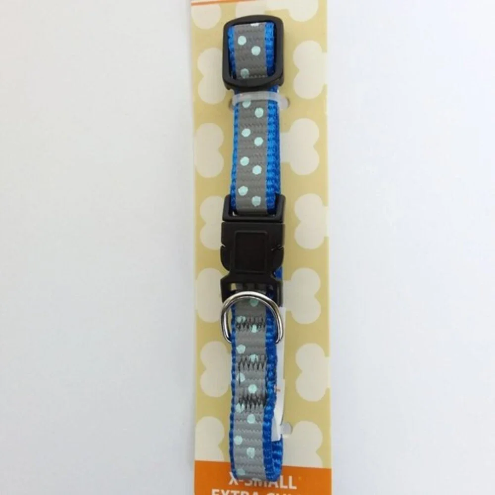 Simply Dog Collar Blue & Gray Polka dot Do…